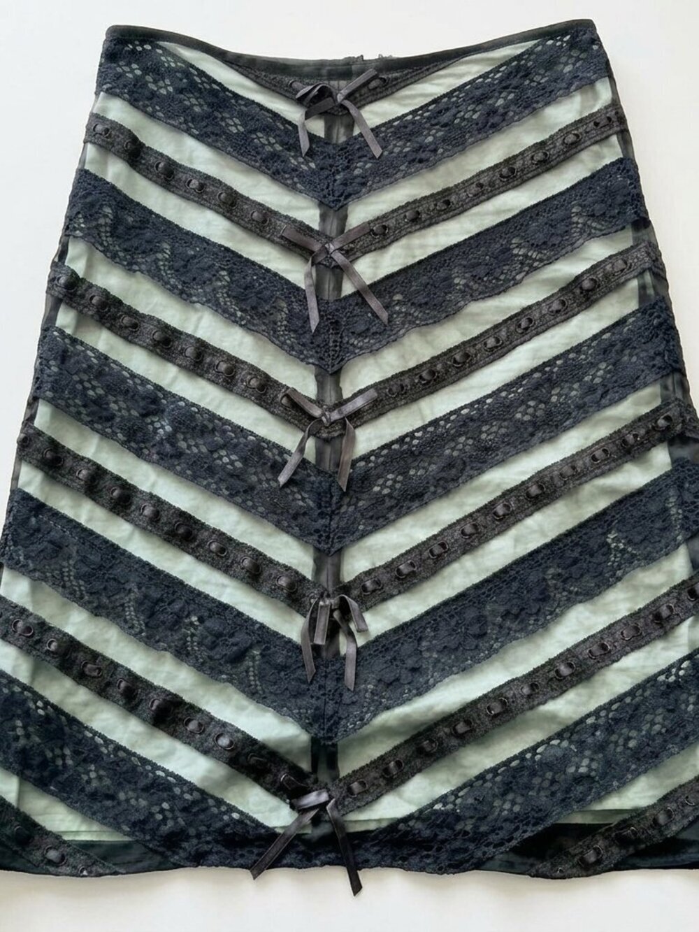 Vintage Black Mesh & Lace Overlay Fairy Whimsygoth Skirt Y2k Black 2 - Picture 2 of 6